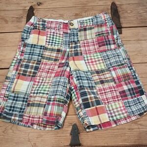 GAP Kids Classic Fit Patchwork Shorts Prepster Plaid Size 14